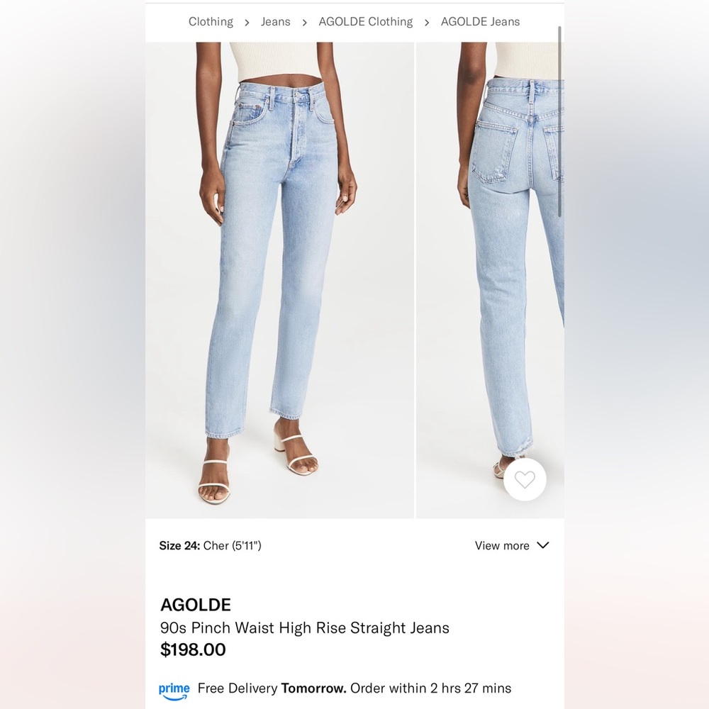 Agolde 90s pinch waist high rise straight jeans